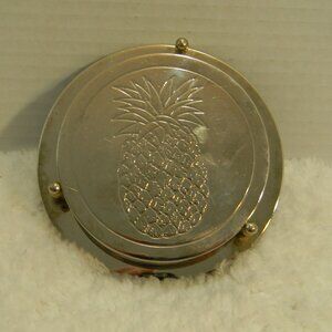 Silver Pineapple Coaster Set, 6 Coasters with Stand / Holder, Tropical Barware